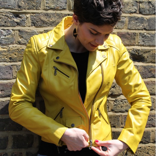 Biker Jacket Yellow Leather